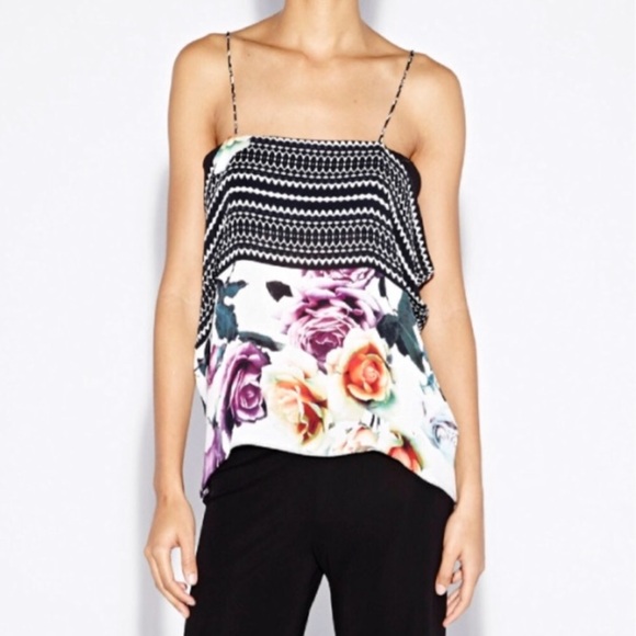 Nicole Miller Rosa Floral Viscose GGT Silk Bandeau Tank Top BA10076 Size Small - Picture 1 of 10